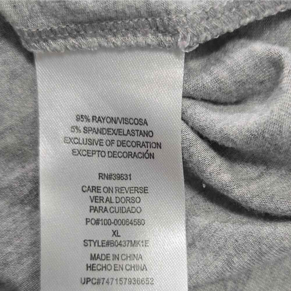 Democracy Womens XL Gray Tropical Palm Graphic Knit Dolman Short Sleeve T-Shirt - Picture 9 of 10